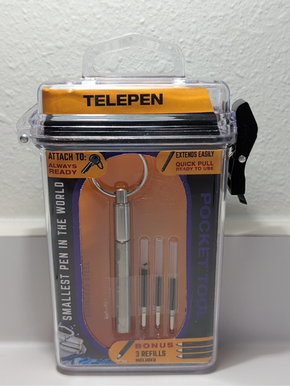 True Utility TelePen Telescoping Keychain Pen - Brand New Unopened + 3 Refills